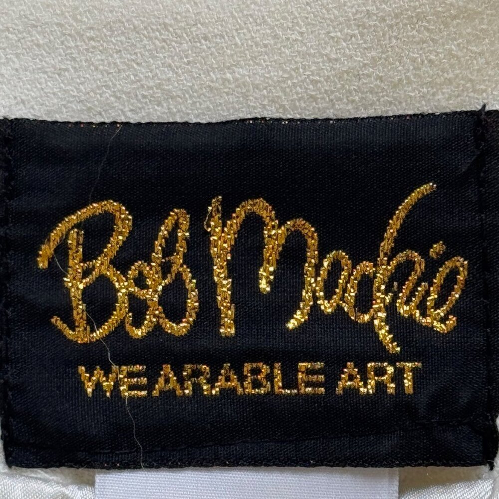 Bob Mackie Wearable Art Jacket & Pant Set Women's Size L Off White Embroidered - Picture 10 of 15
